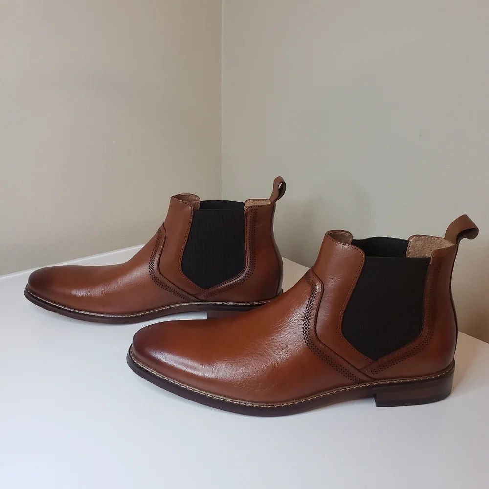 Stacy Adams Altair Plain Toe Chelsea Men's Dress Boot in Cognac (25301-221)